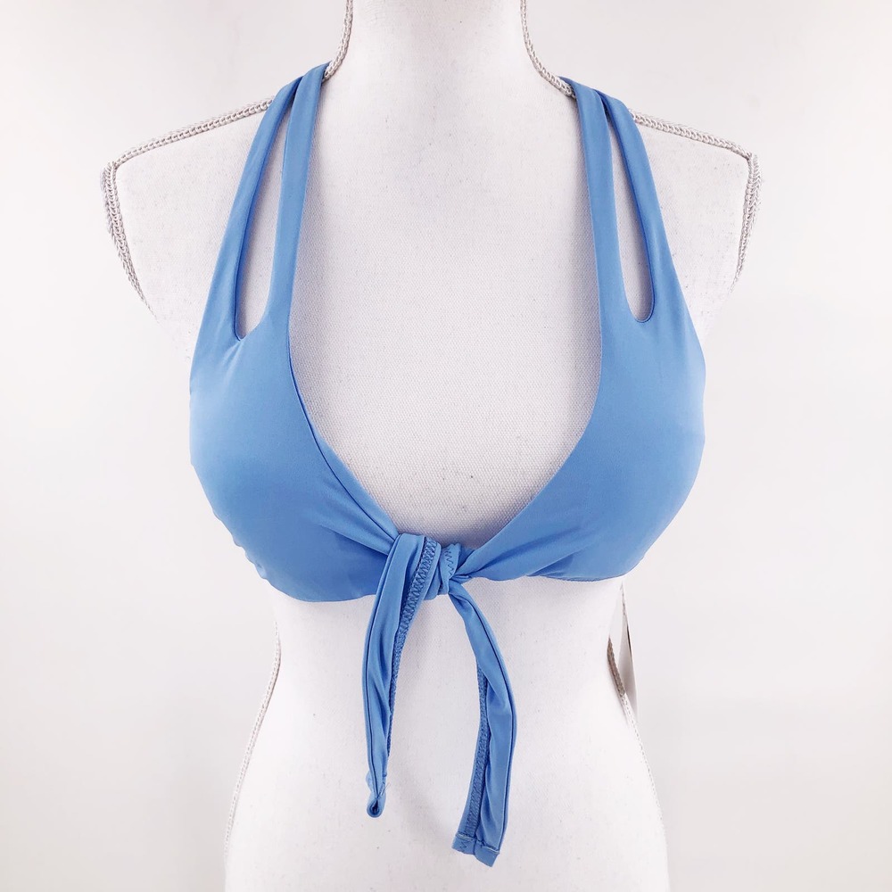 BECCA Light Blue Bikini Top Tie Back Sz M NWT $65